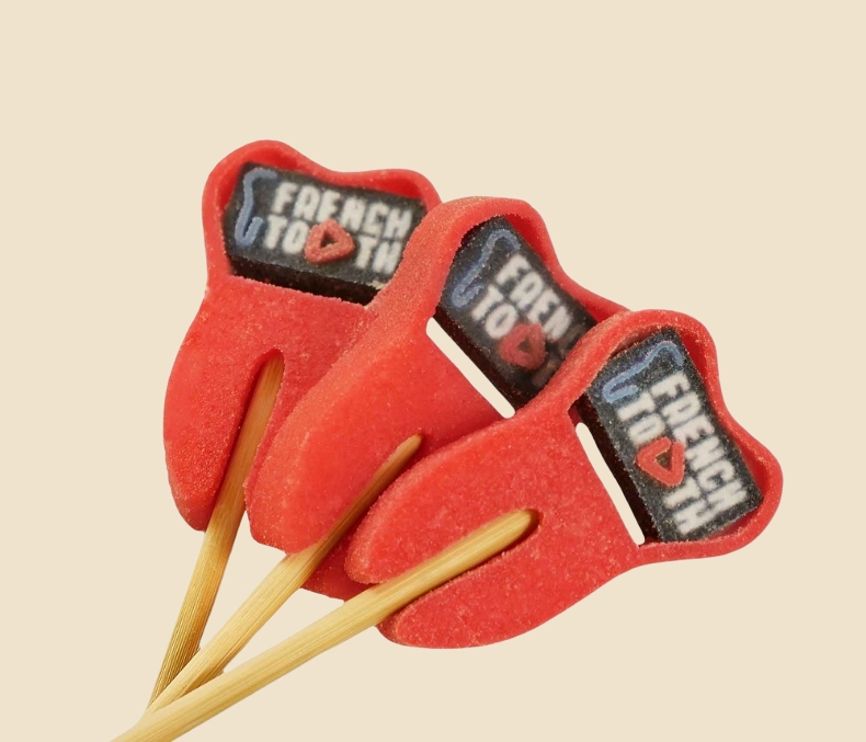 Sucettes bio TriDifoodies personnalisées en 3D logo message pour marques écoresponsables